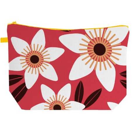 Trousse pratique en coton - compacte et résistante - teinte framboise