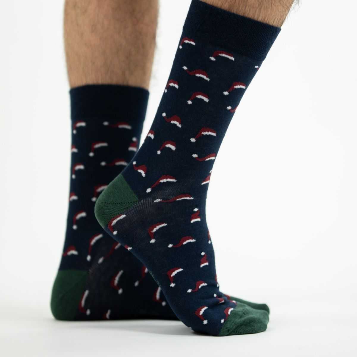 Chaussettes bleu marine motif noël