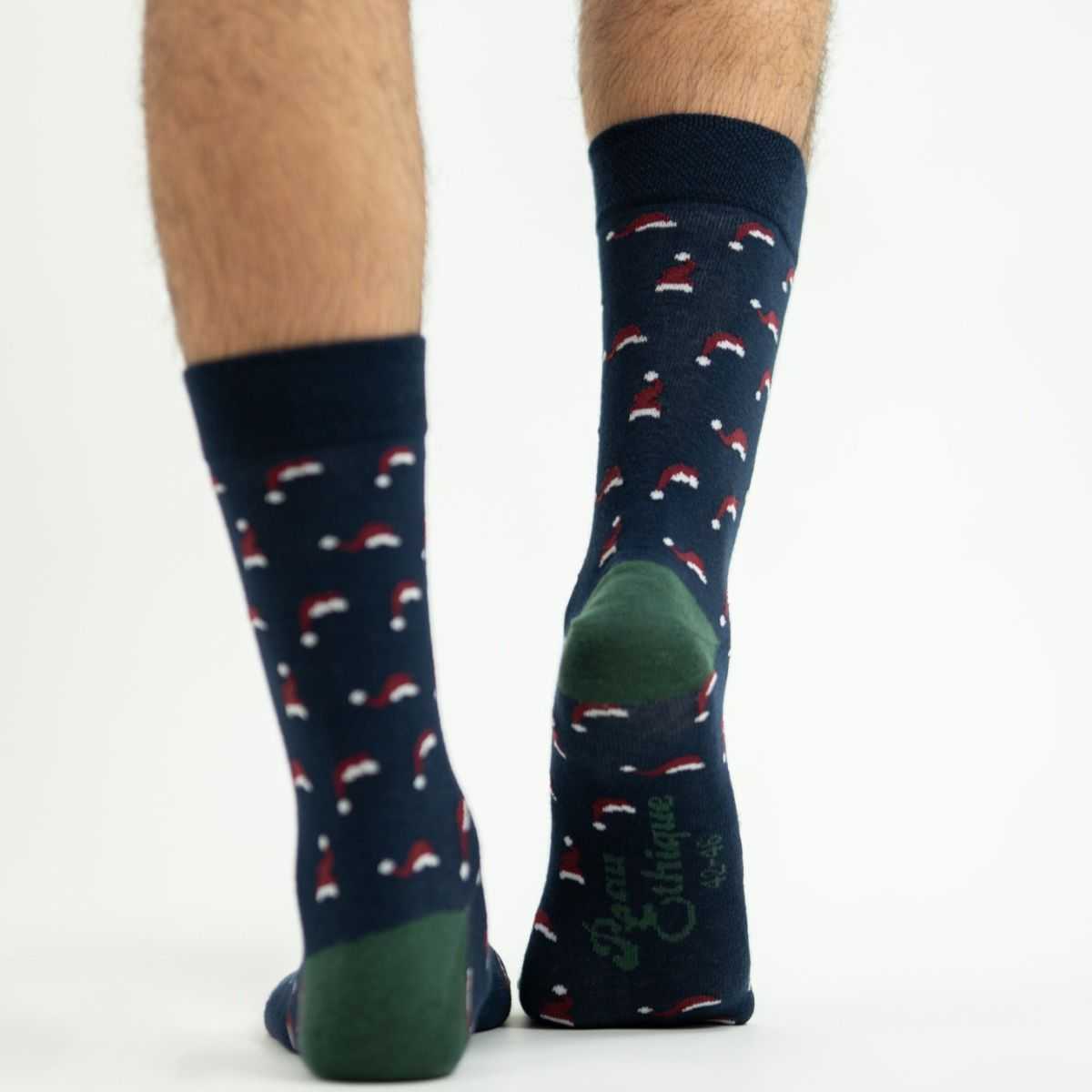 Chaussettes bleu marine motif noël
