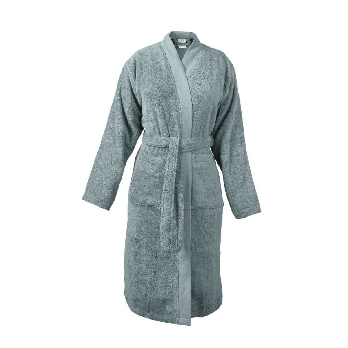 Peignoir modèle kimono bleu nébuleux en coton bio