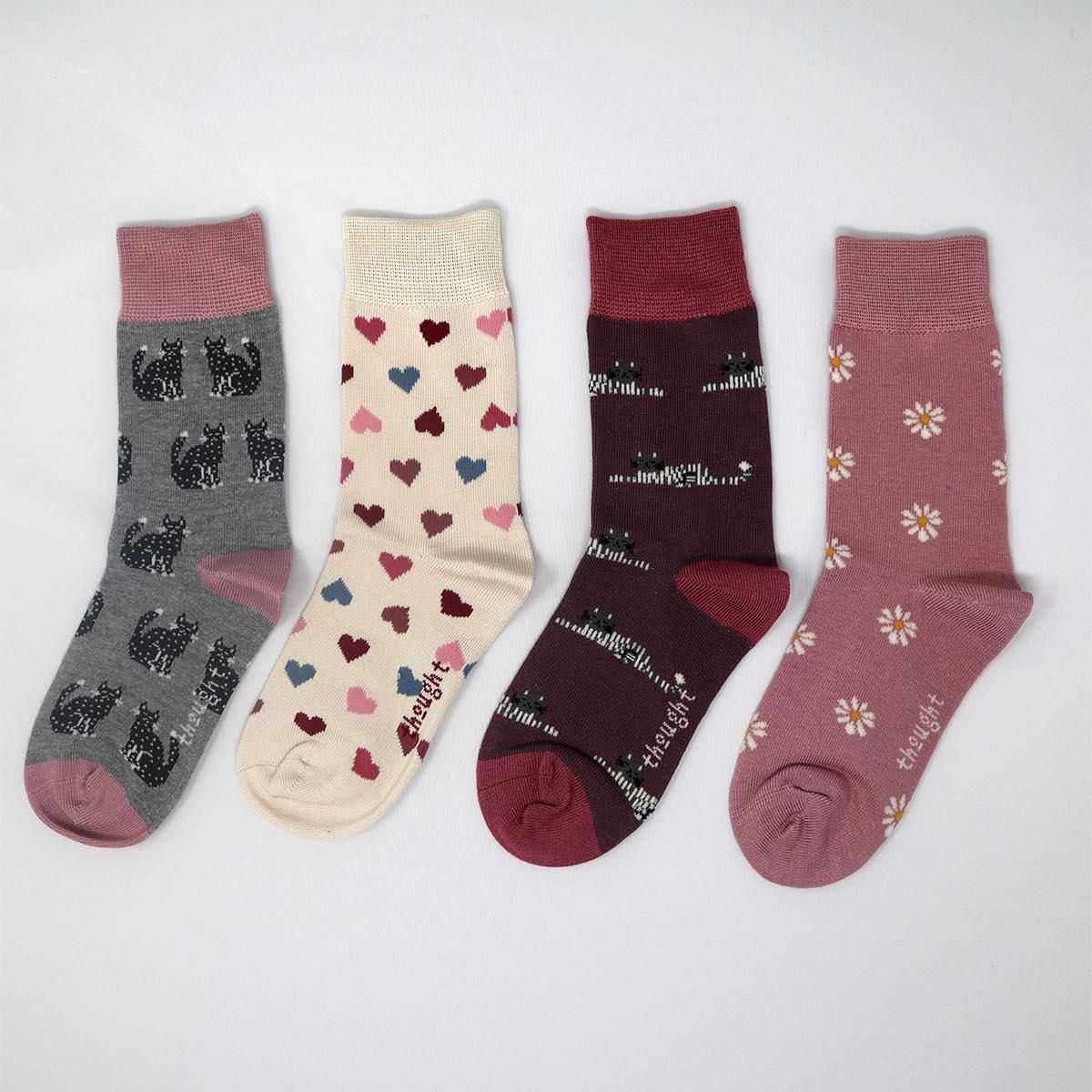 Coffret de 4 paires de chaussettes pour enfant en coton biologique et bambou