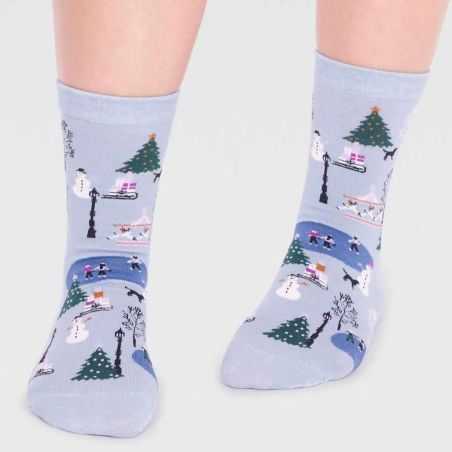 Chaussettes motifs noël en viscose de bambou