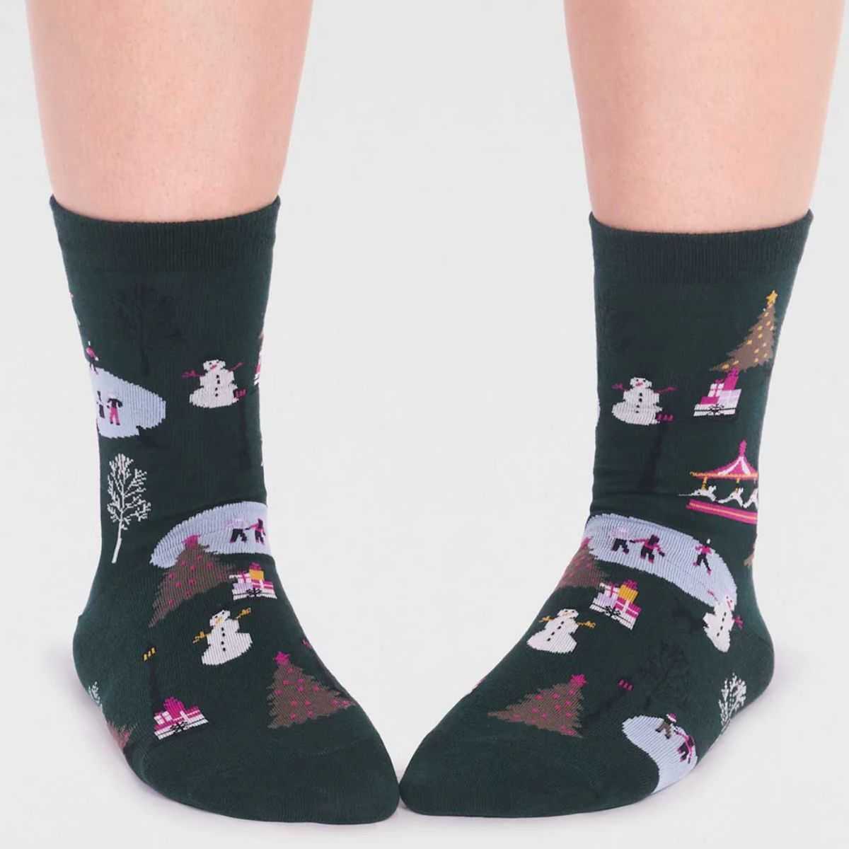 Chaussettes motifs noël en viscose de bambou