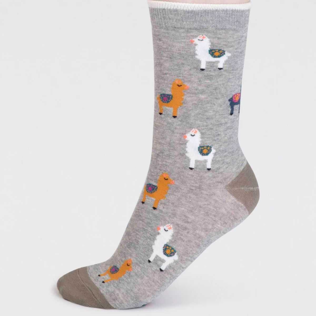 Coffret 4 paires de chaussettes en coton bio lamas et fleurs
