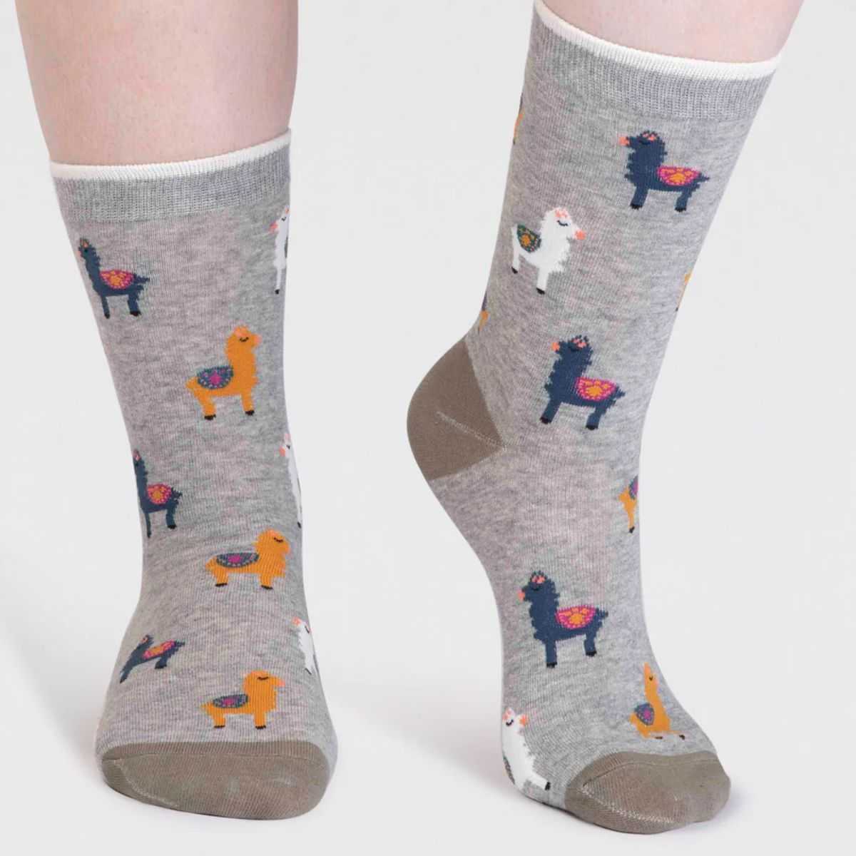 Coffret 4 paires de chaussettes en coton bio lamas et fleurs