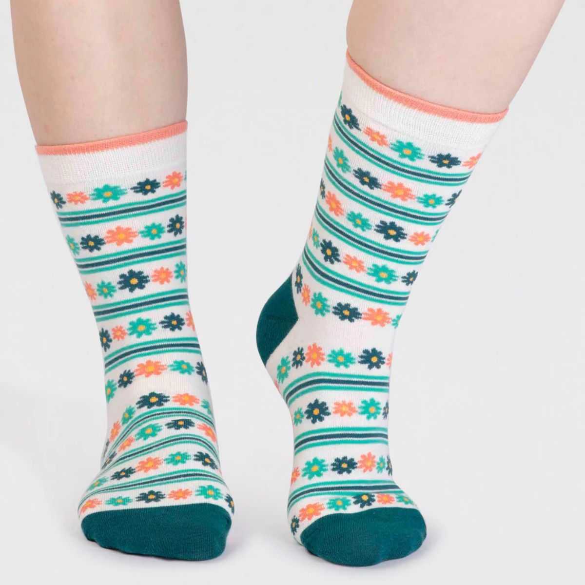 Coffret 4 paires de chaussettes en coton bio lamas et fleurs