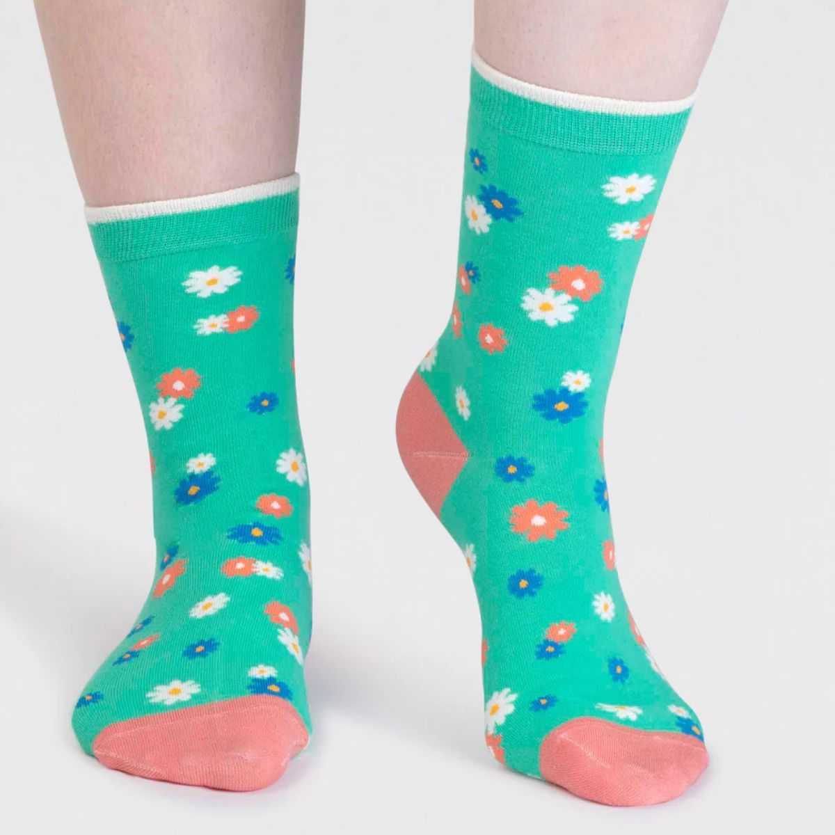 Coffret 4 paires de chaussettes en coton bio lamas et fleurs