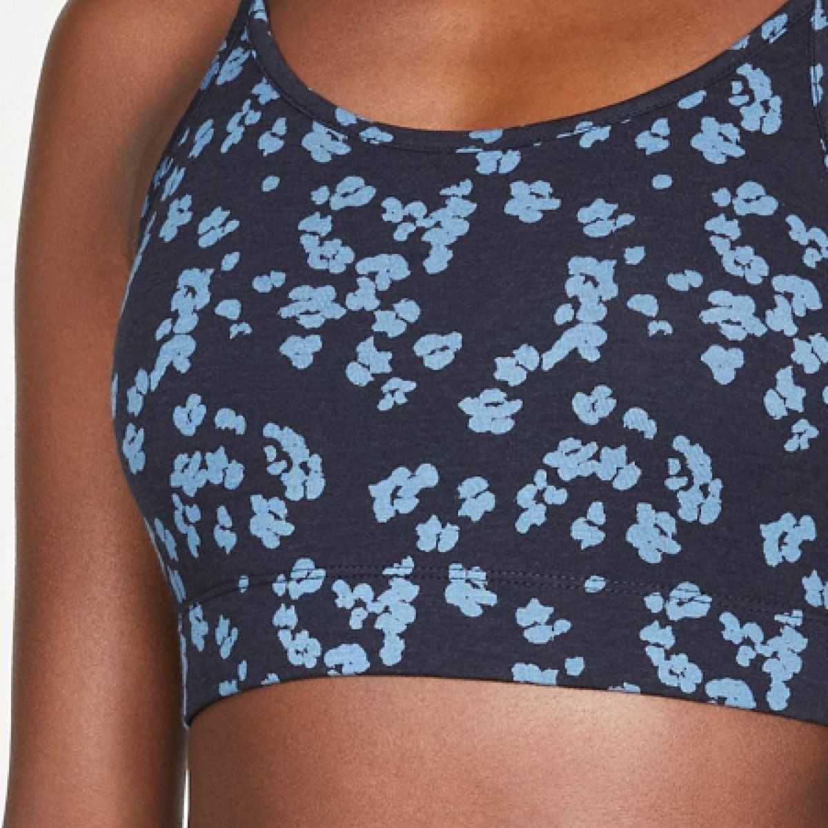 Brassière bleu marine imprimé fleuris bambou coton bio