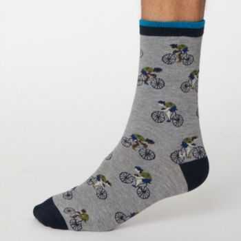 Chaussettes bleues ou grises avec imprimés cyclistes 3