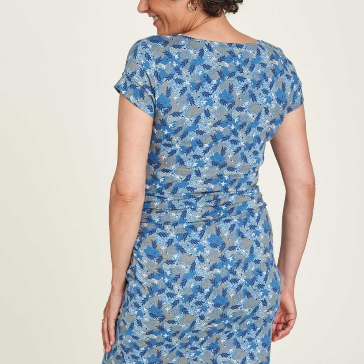 Robe jersey bleue floraison