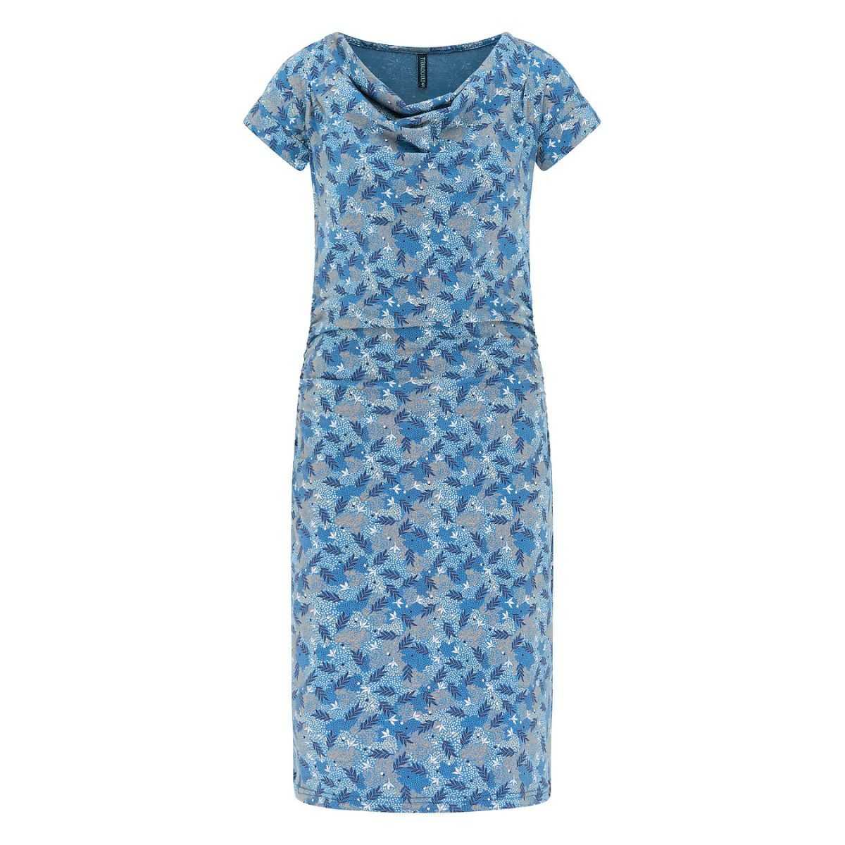 Robe jersey bleue floraison