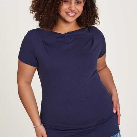 Chemise courtes jersey, en coton bio, bleu marine 1