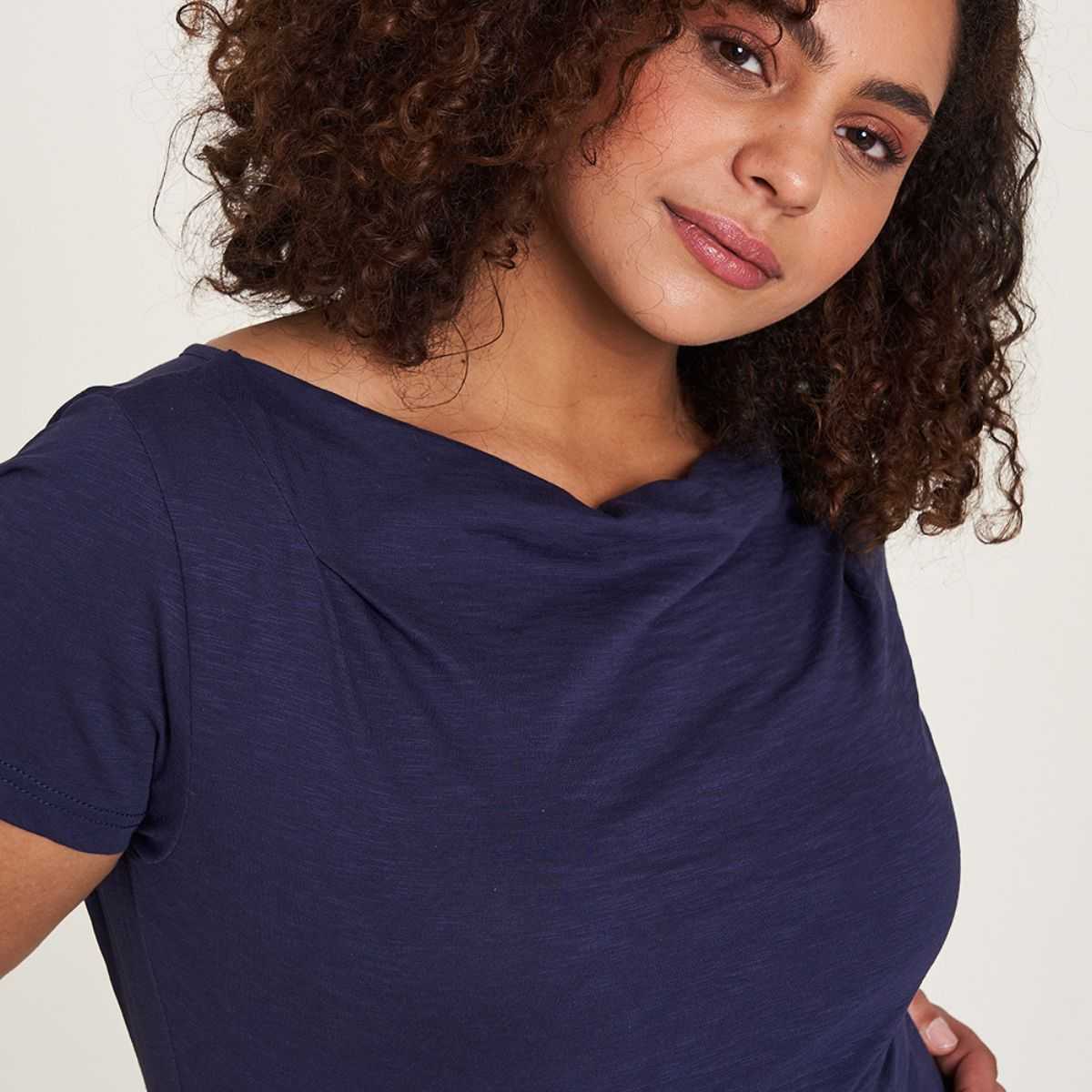 Chemise courtes jersey, en coton bio, bleu marine
