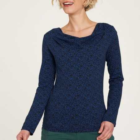 Haut à col rond, manches longues, coton bio, motif fantaisie, GOTS