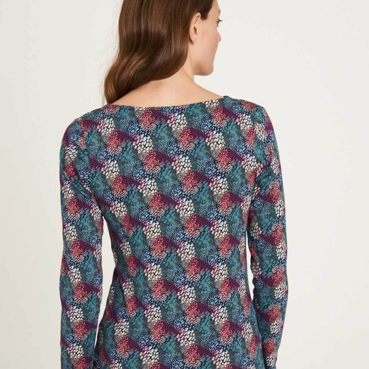 Haut à col rond, manches longues, coton bio, motif fantaisie, GOTS