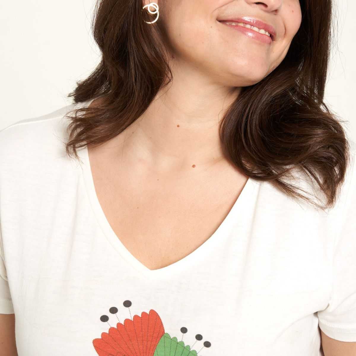 Haut en coton bio, imprimer décoratif, blanc, GOTS