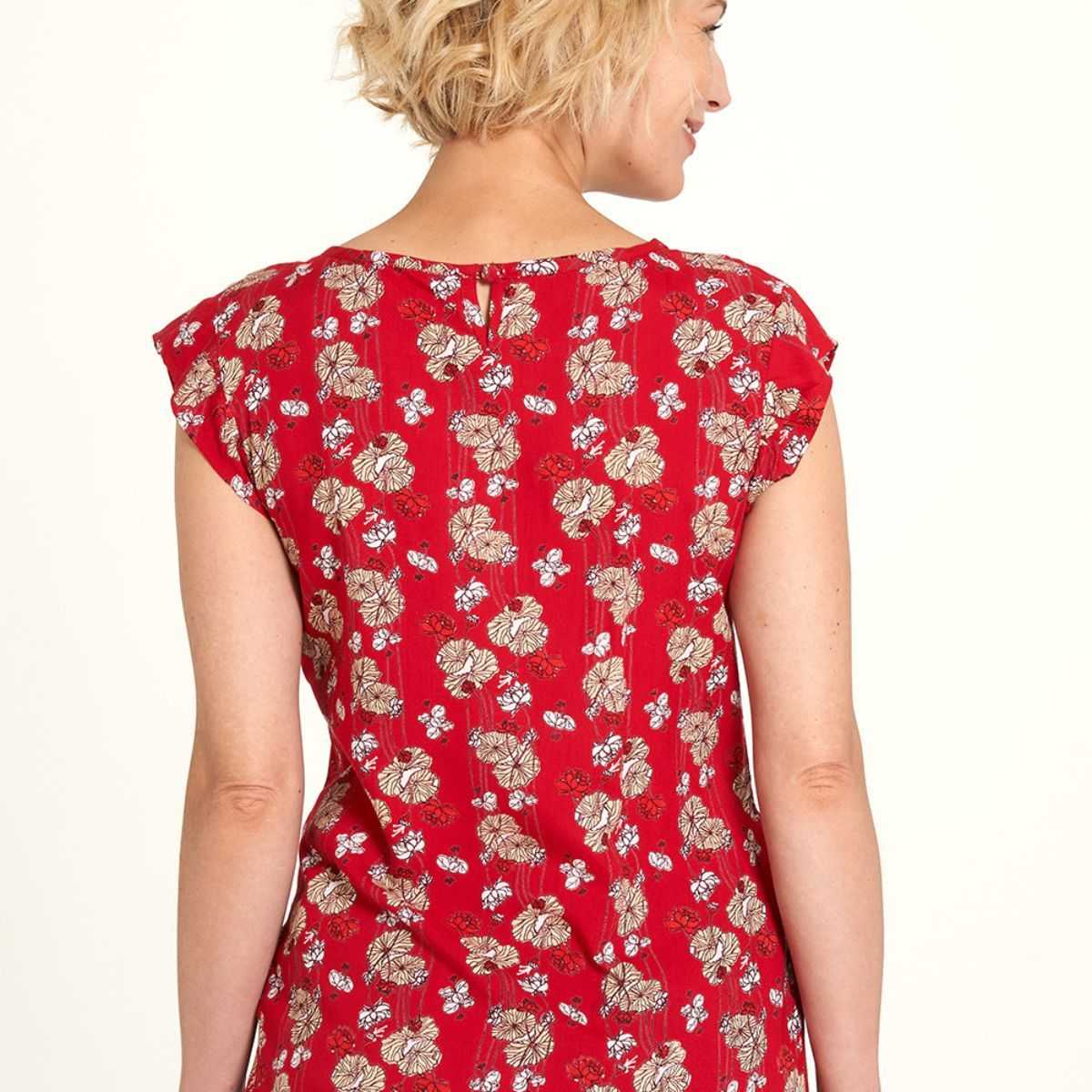 Chemisier en ecovero, à motifs fleurie, rouge, GOTS