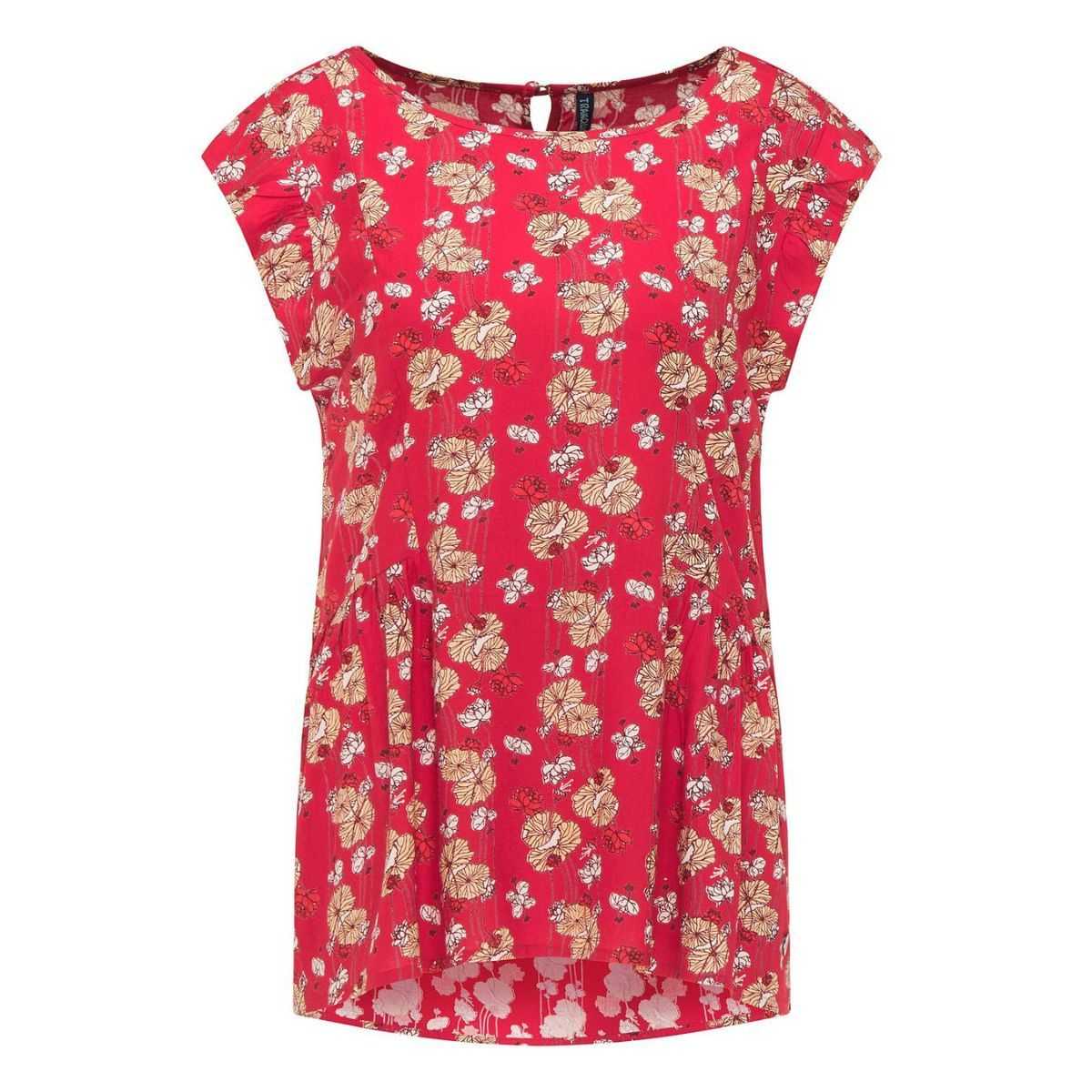 Chemisier en ecovero, à motifs fleurie, rouge, GOTS