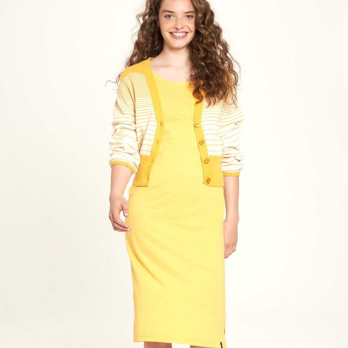 Cardigan bio rayures jaune