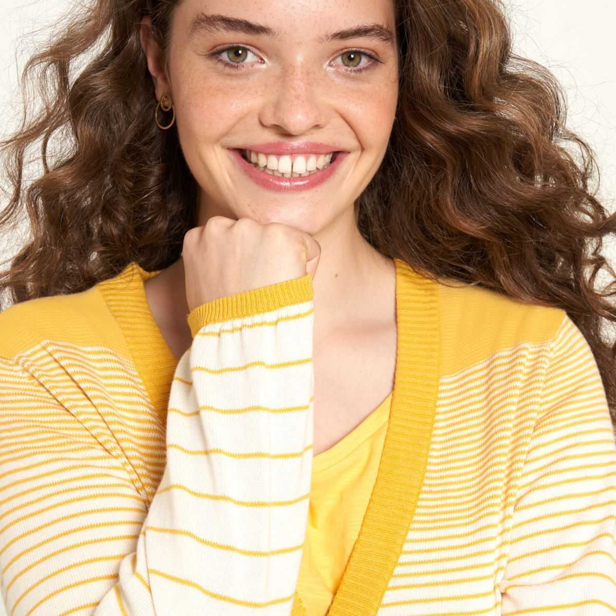 Cardigan bio rayures jaune