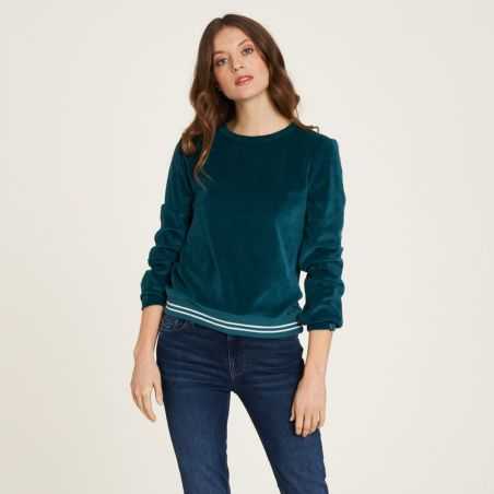 Pull, sweat effet velours coton bio et polyester recyclé