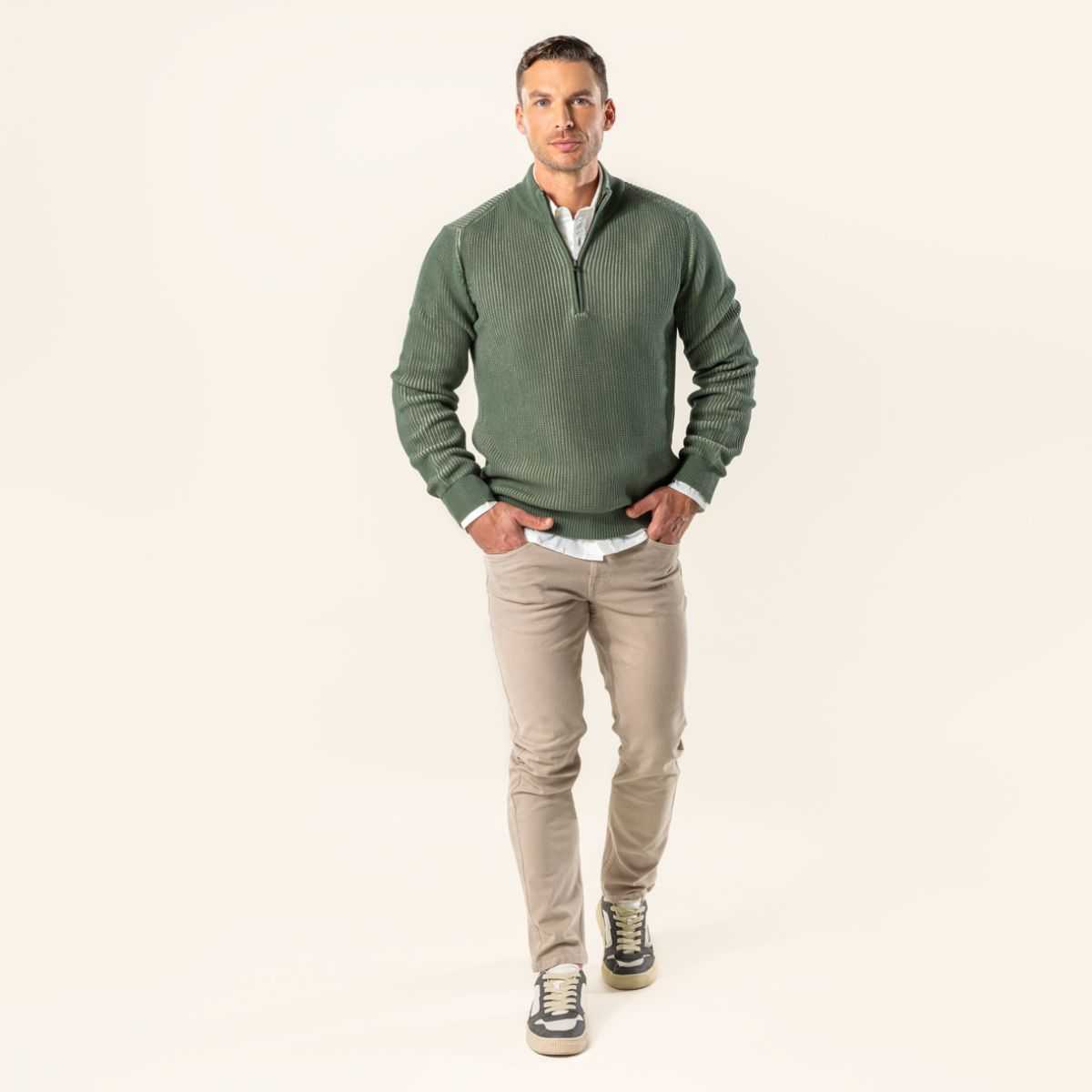 Pull à col camionneur "SAMY" en 100% de coton bio, GOTS et VEGAN