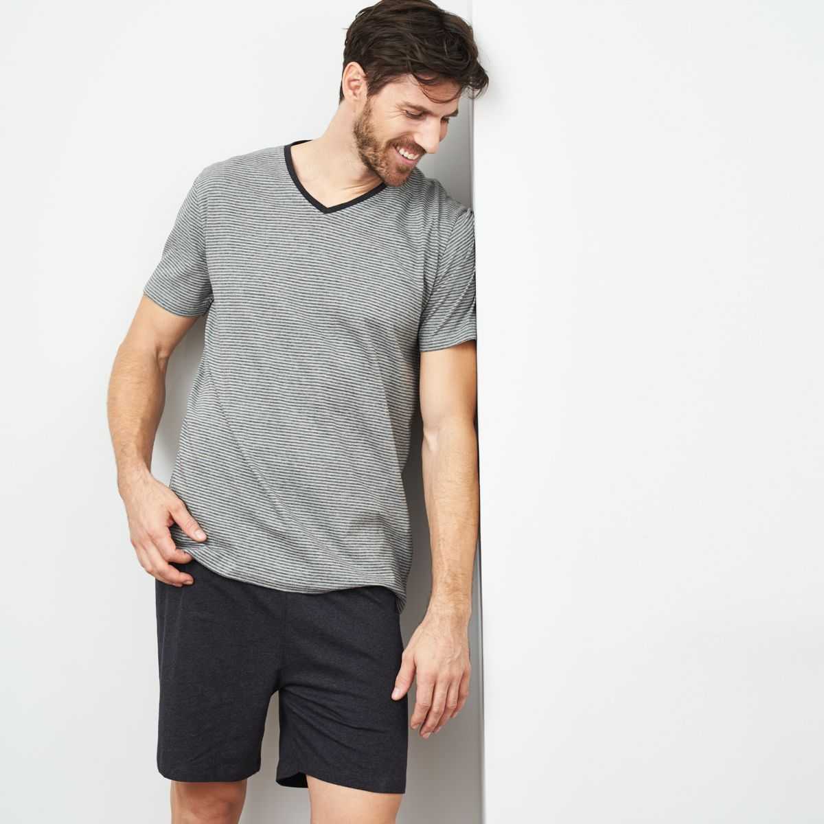 Pyjama court pour homme, coton bio