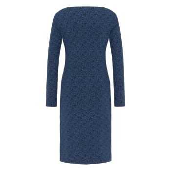Robe bleu col cascade avec imprimé en coton bio 6