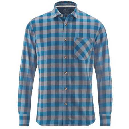 Chemise manches longues style bûcheron à carreaux coton bio chanvre