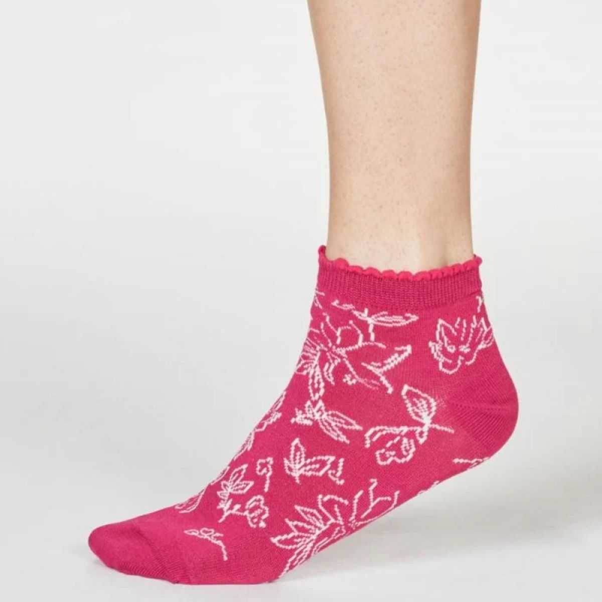 Socquettes à volants en bambou imprimé végétal