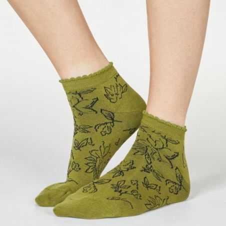 Socquettes à volants en bambou imprimé végétal