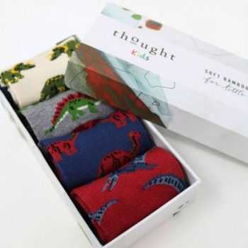 Boîte cadeau 4 paires de chaussettes dinosaures Bamboo pour bébé 1