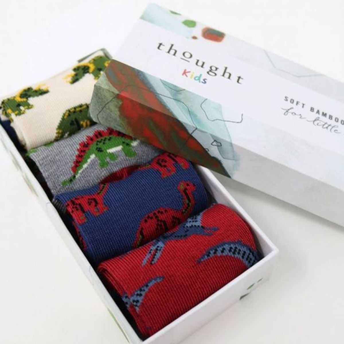 Boîte cadeau 4 paires de chaussettes dinosaures Bamboo pour bébé Boîte cadeau 4 paires de chaussettes dinosaures Bamboo pour bébé