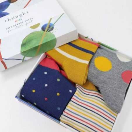 Coffret de4 paires de chaussettes pour enfant en coton biologique et bambou 1