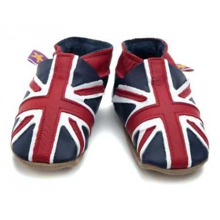 Chaussons cuir souple Union jack