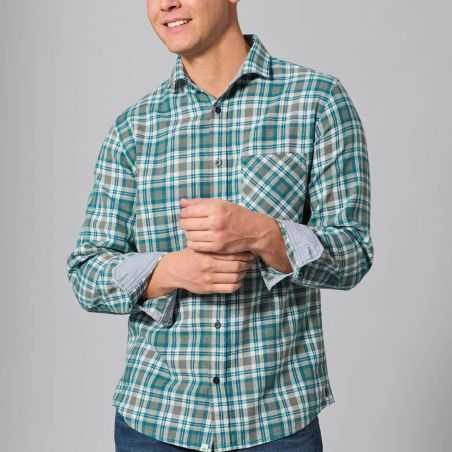 Chemise manches longues style bûcheron à carreaux coton bio chanvre