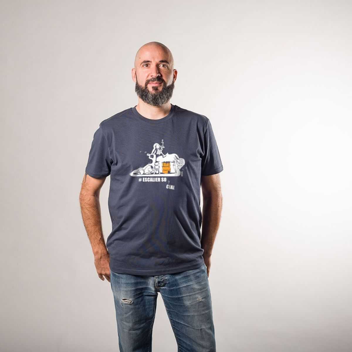 T-shirt "ESCALIER SOCIAL" en 100 % de coton bio, gris, GOTS