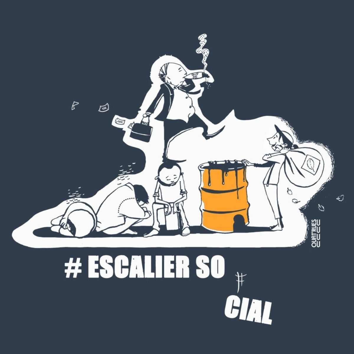 T-shirt "ESCALIER SOCIAL" en 100 % de coton bio, gris, GOTS