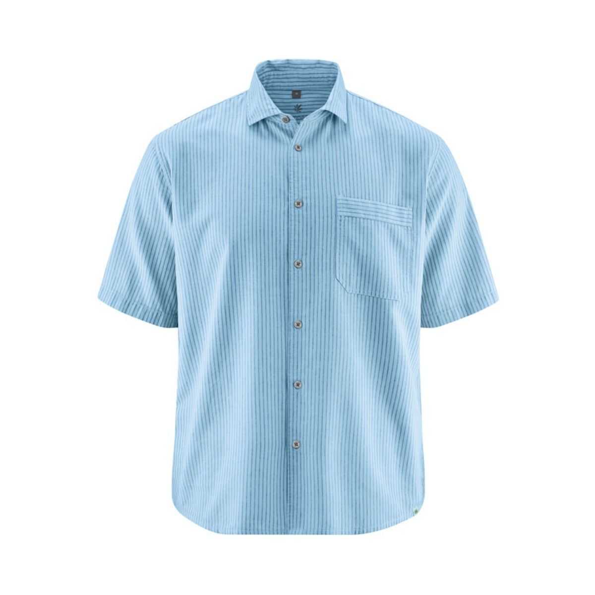 Chemise manches courtes avec rayures tissées - Chanvre et coton bio