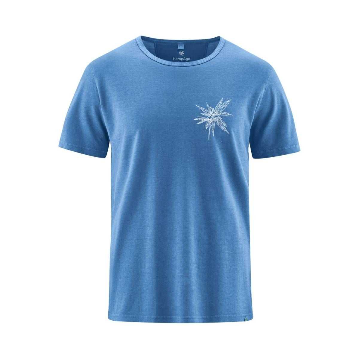 T-shirt col rond, imprimé chanvre - Chanvre et coton bio