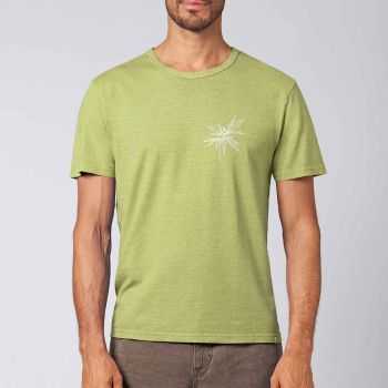 T-shirt col rond, imprimé chanvre - Chanvre et coton bio - Vert bambou photo mannequin