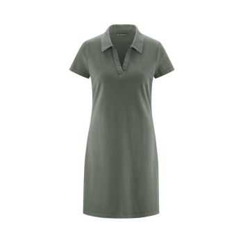 Robe en jersey, avec col - Chanvre et coton bio - Vert sauge
