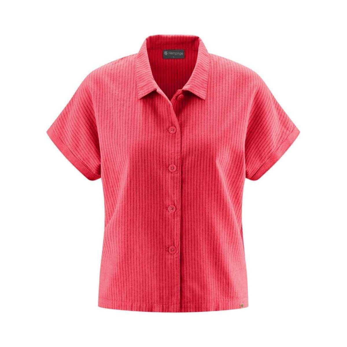 Chemisier manches courtes, tissé avec rayures - Chanvre et coton bio