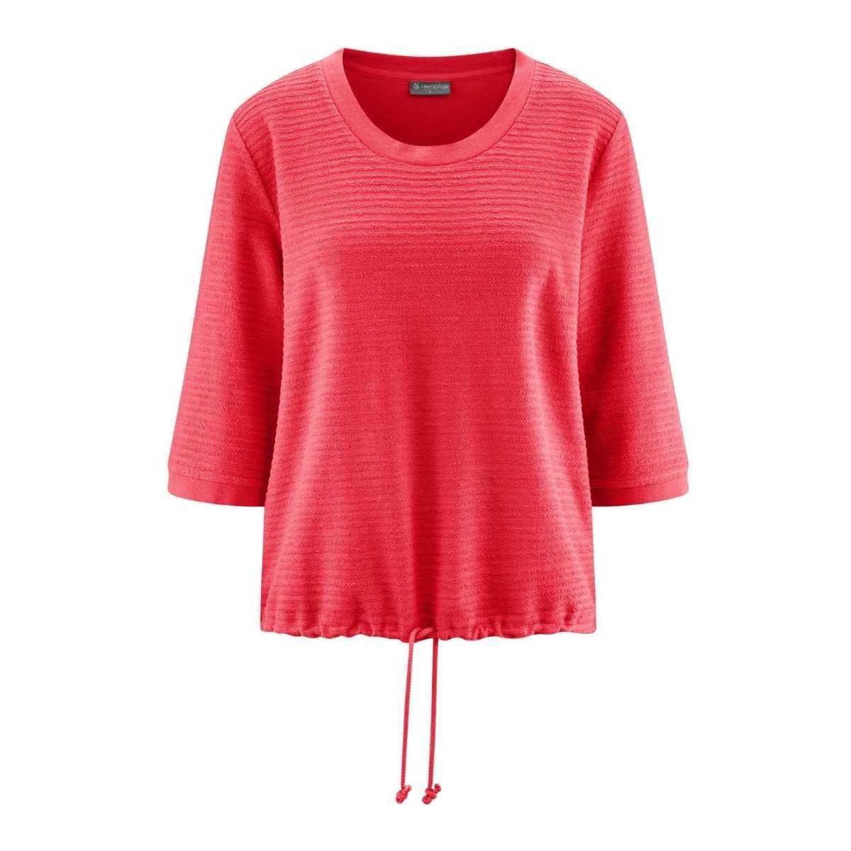 Haut manches 3/4 en jersey, ourlet à cordon - Chanvre et coton bio