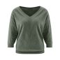 Pull col V tricoté en fil flammé, rayures diagonales - Chanvre et coton bio Pull col V tricoté en fil flammé, rayures diagonales - Chanvre et coton bio