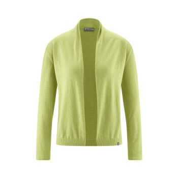 Gilet cardigan, tricoté en fil flammé, col châle - Chanvre et coton bio