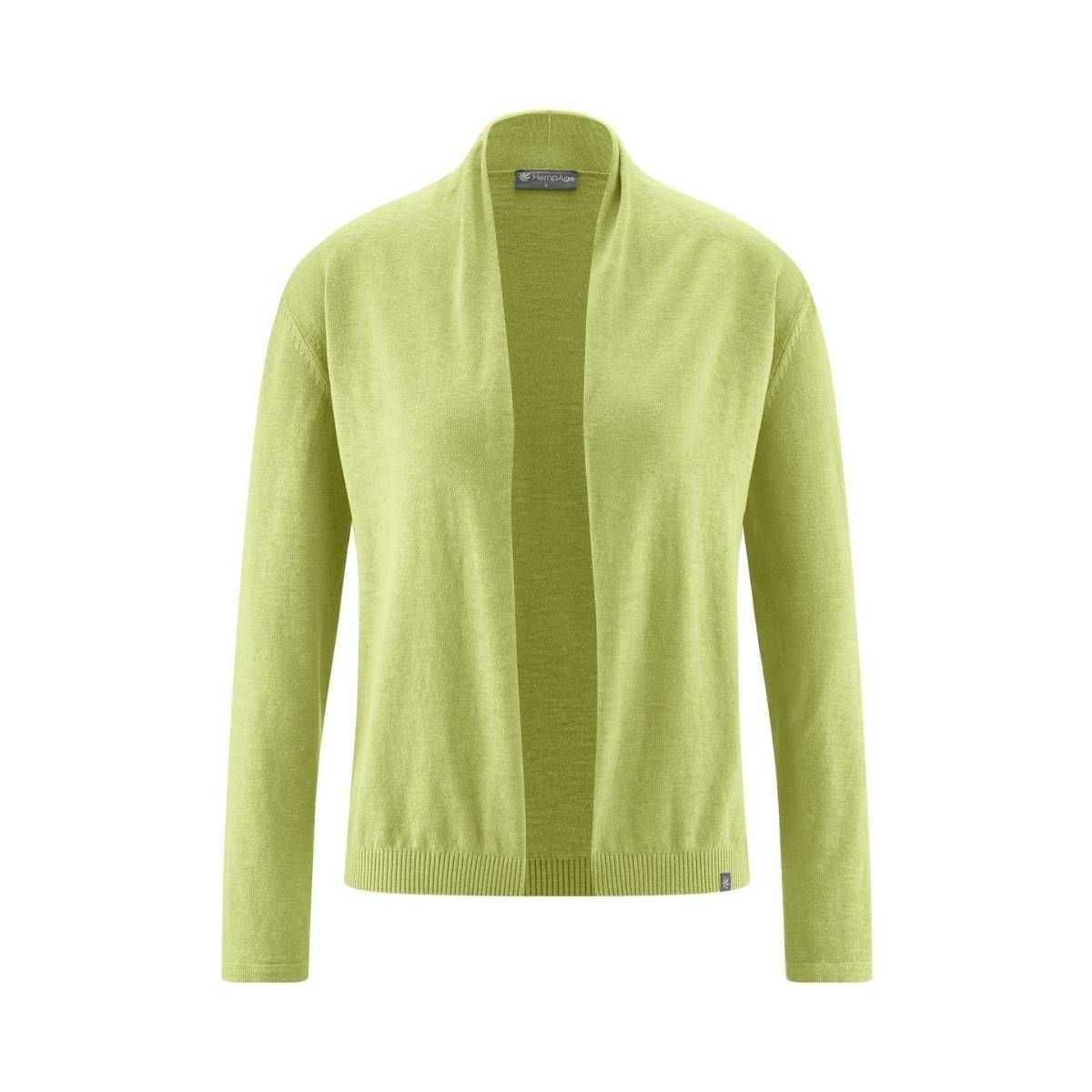 Gilet cardigan, tricoté en fil flammé, col châle - Chanvre et coton bio