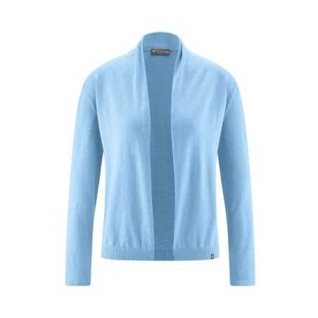 Gilet cardigan, tricoté en fil flammé, col châle - Chanvre et coton bio