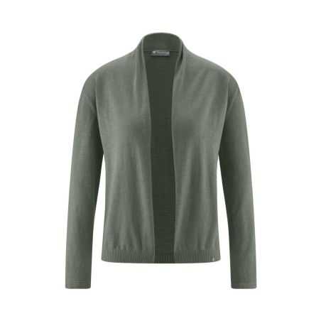 Gilet cardigan, tricoté en fil flammé, col châle - Chanvre et coton bio