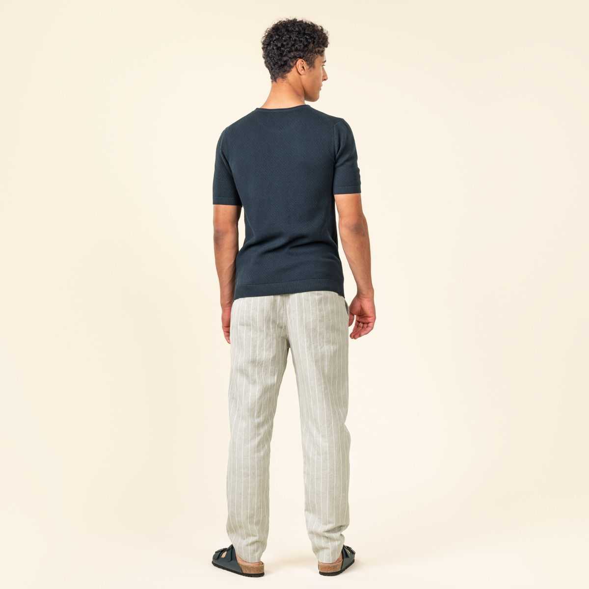 T-shirt en maille bleu nuit "THAISEN"